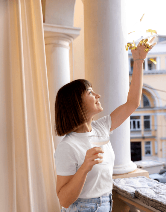 Young woman moved into new home